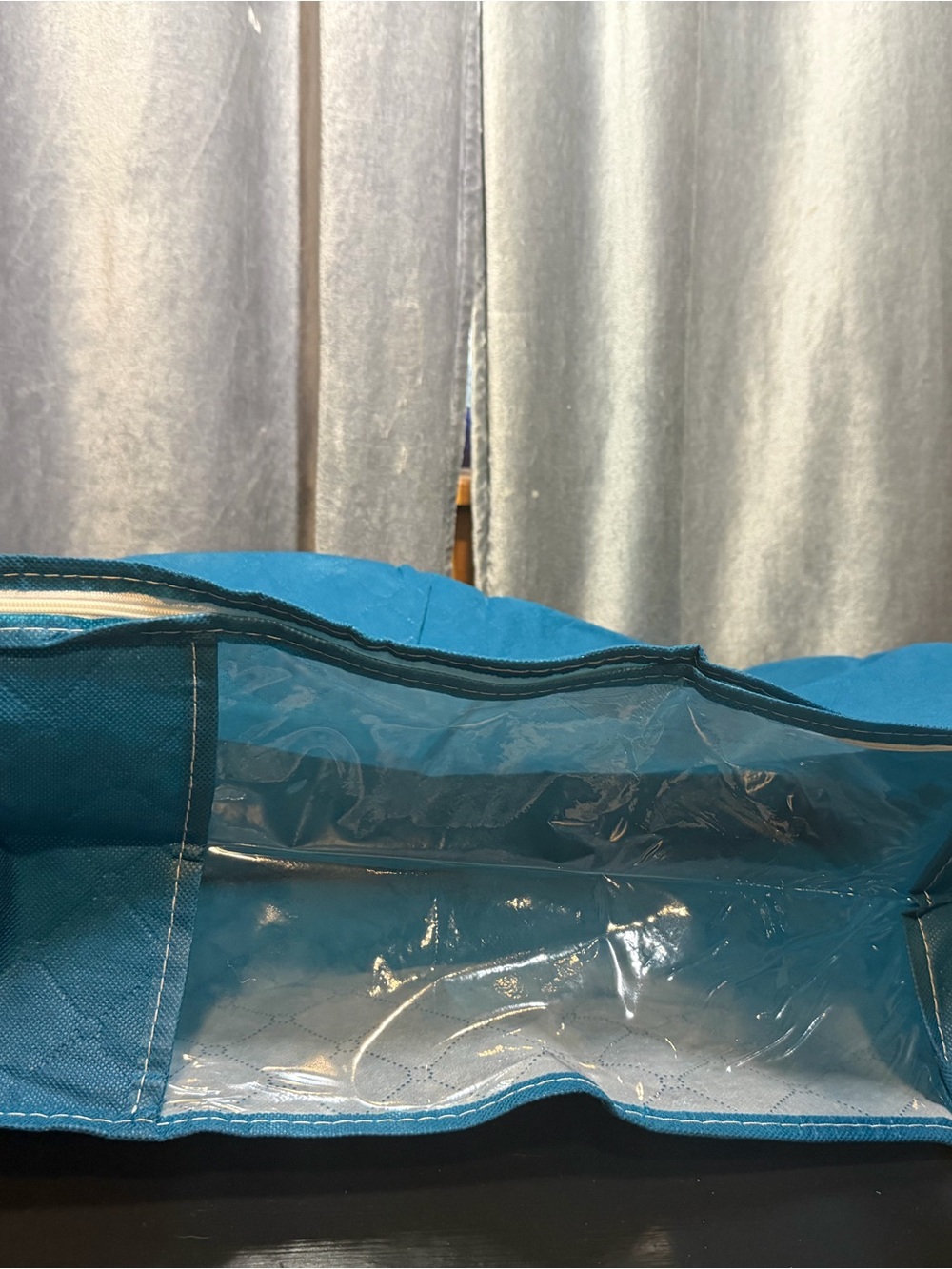 Teal Clear-Window Storage Tote Bag - Brand Unspecified